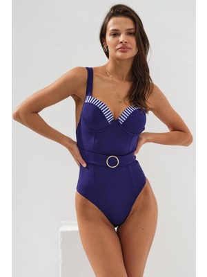 Pierre Cardin Balenli Kaplı Gold Kemer Detaylı Mayo Marin 231117