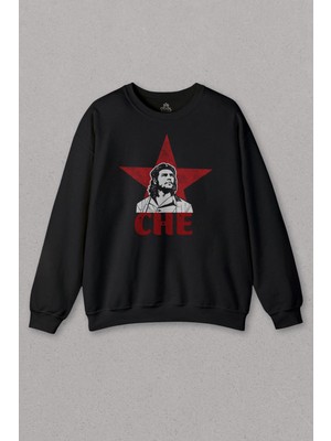 So Cool Unisex Sweatshirt Ernosto Che Guevara Red Star Kırımızı Yıldız Baskılı Sweat