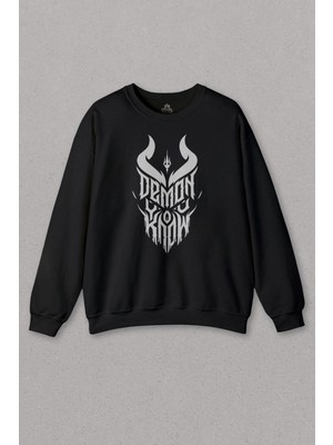 So Cool Unisex Sweatshirt Demon You Know Devil Gothic Grunge Rock Baskılı Sweat