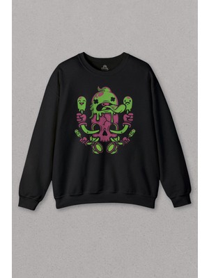 So Cool Unisex Sweatshirt Icecream Skull Dondurma Kurukafa Street Wear Baskılı Sweat