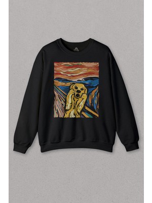 So Cool Unisex Sweatshirt Dog Scream Munch Çığlık Urban Srteet Wear Baskılı Sweat