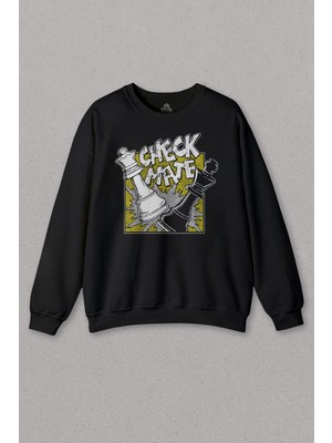So Cool Unisex Sweatshirt Şah Mat Satranç Check Mate Chess Kral Kralıçe Gambit Baskılı Sweat