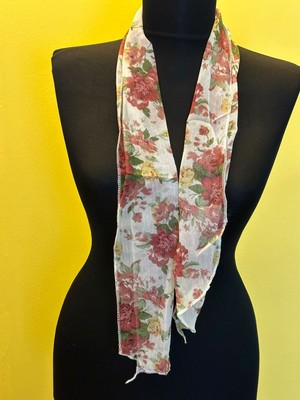 Gönülden Tasarım 120X14 cm Şifon Çiçekli Etnik Kadın Fular Saç Bandı