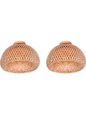 Humble 2x Bambu Hasır Rattan Aydınlatma Armatürü Gömme Montaj Asılı Tavan Lambası Oturma Odası Yatak Odası Yemek Odası Için, 30X18 cm (Yurt Dışından)