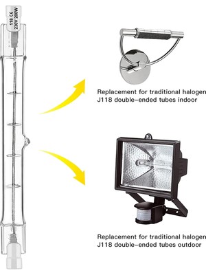 Humble R7S Halojen Ampul 118 mm 200 W 230 V 10'lu Paket Halojen Çubuk R7S Halojen Ampul R7S Kısılabilir Halojen Çubuk Lamba Işıkları (Yurt Dışından)