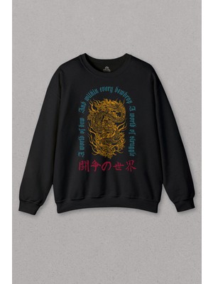 So Cool Unisex Sweatshirt Dragon Japanese Urban Drake Ejder Japonca Uzak Doğu Baskılı Sweat