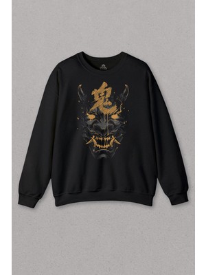 So Cool Unisex Sweatshirt Mask Hannya Demon Maske Japonca Japanese Baskılı Sweat