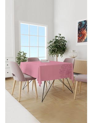 Pembe Pastel Çizgi Desenli Süet Dertsiz Masa Örtüsü