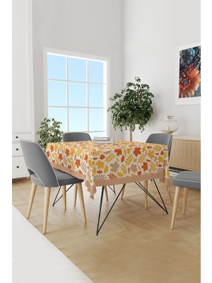 Moud's Sonbahar Yaprakları Desenli Süet Dertsiz Masa Örtüsü