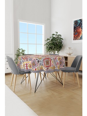 Anatolia 8 Desenli Yuvarlak Süet Dertsiz Masa Örtüsü