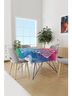 Mandala Desenli Süet Dertsiz Masa Örtüsü