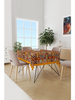 Etnik Kilim Desenli Süet Dertsiz Masa Örtüsü