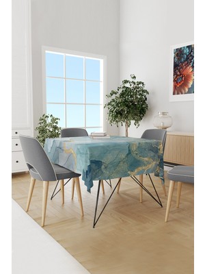 Moud's Altın Mermer Desenli Süet Dertsiz Masa Örtüsü