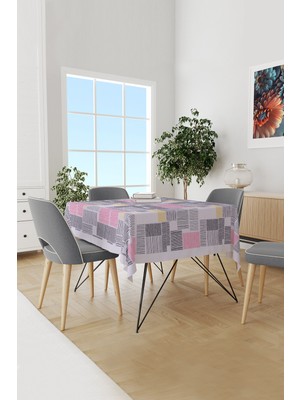 Moud's Lila Çizgili Desenli Süet Dertsiz Masa Örtüsü