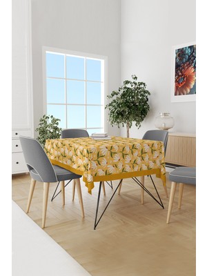 Camomile 2 Papatya Desenli Süet Dertsiz Masa Örtüsü