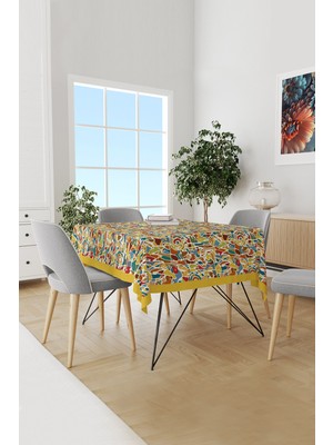 Moud's Renkli Fırça Darbesi Desenli Süet Dertsiz Masa Örtüsü
