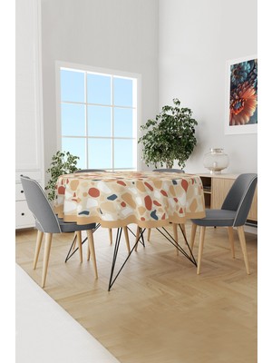 West Stone Taş Desenli Yuvarlak Süet Dertsiz Masa Örtüsü