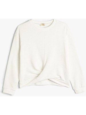 Koton Basic Sweatshirt Uzun Kollu Bisiklet Yaka Düğüm Detaylı