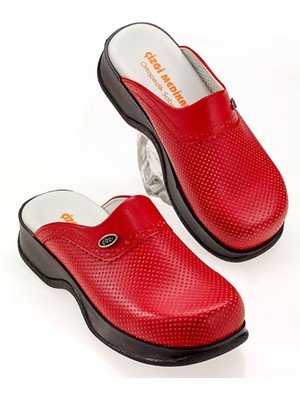 Çizgi Medikal Kadın Klasik Sabo Doktor Hemşire Terliği Kırmızı