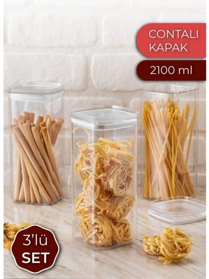 Open Home Sızdırmaz Kapaklı Saklama Kabı Şeffaf 2100 ml 3'lü