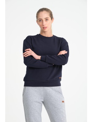 Cool Hill Koyu Lacivert  Basic Kadın Sweat