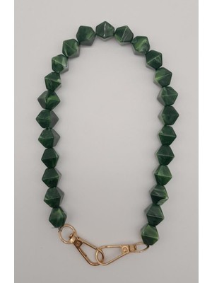 Angel Çanta Aksesuar 40 cm Mini Sekizgen Akrilik Haki Renk Çanta Sapı Light Gold Metalli