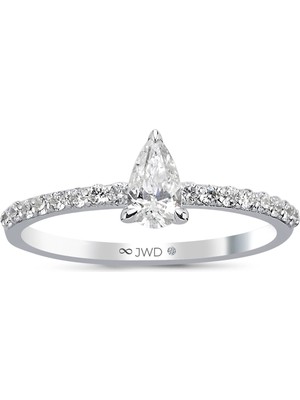 JWD Diamond 0.54 Ct F-G Si 1.74 gr 14 K Jwd Damla Yüzük