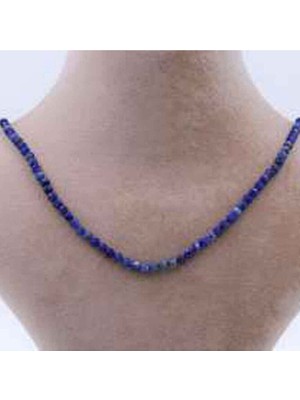 My Takı Ağacım FH Lapis Lazuli Taşı 4 mm Doğal Taş Kolye Faset Kesim (Zincir Uzatmalı)