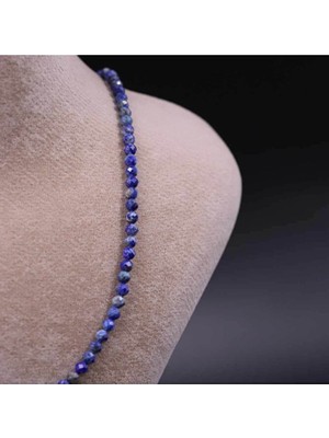 My Takı Ağacım FH Lapis Lazuli Taşı Faset Kesimli Kolye Bileklik Seti 3/4 mm (Zincir Uzatmalı)