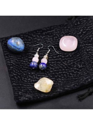 My Takı Ağacım FH Gümüş Rodyumlu Lapis Lazuli Taşı-Pembe Kuvars Taşı-Sitrin Taşı 6MM/8MM/10MM Küpe Çift