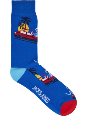 Jack & Jones Kingston High Summer Skull Sock Erkek Mavi Çorap 12217541-07