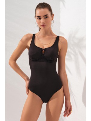 Pierre Cardin Riva Balenli Büyük Beden Mayo Siyah 231129