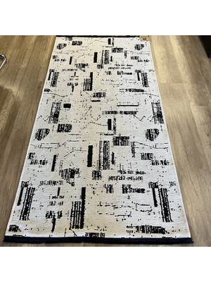 Hoom Rugs Kemik Desenli Dekoratif Yıkanabilir Kilim - Modern Siyah Beyaz Koridor Halısı