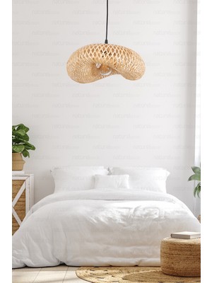 Naturel Home Bambu Elips Sarkıt Avize Lamba 42CM - Iskandinav, Modern, Bohem, Rattan Aydınlatma