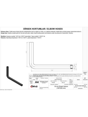 İbraş 65401 65401 Dirsek Hortumu Q 16MM 15CMX25CM
