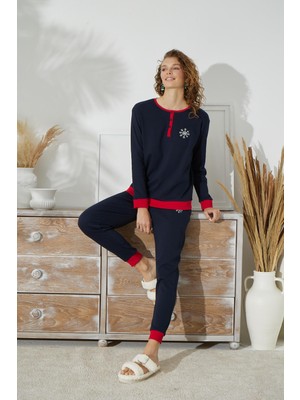 Kadın Uzun Kol Lacivert Pijama Takımı C1T5N2O93