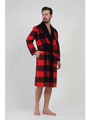 Erkek Şal Yaka Polar Kırmızı Sabahlık 1C0T3N1O62