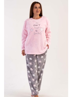 Kadın Uzun Kol Büyük Beden Welsoft Gri Pijama Takımı C3T0N4O070