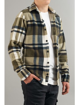 Bombe Slim Fit Erkek Polar Gömlek Mavi