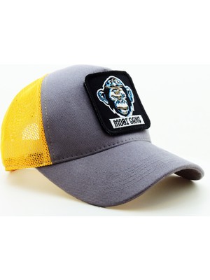 City Goat Trucker (Nakışlı) Mobi Gang Logolu Unisex Gri-Sarı Şapka (Cap)