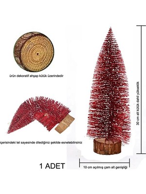 Melisa Hediyelik Yılbaşı Lüx Karlı Simli Iğne Yapraklı Hediyelik Masa Üstü Çam Ağacı Kırmızı Renk 30 cm MLS-114