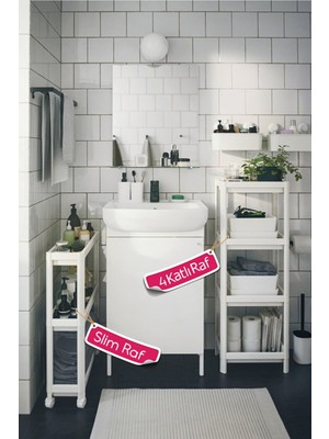 Tugomer 2'li Raf Seti - Çok Amaçlı Düzenleyici 3 Katlı Slim Raf 4 Katlı Banyo Mutfak Düzenleyici Raf