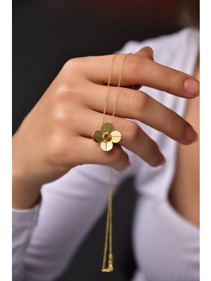 Sinsirella 925 Ayar Gümüş Kaplama Kasım Ayı Doğum Taşlı Matthiola Çiçeği Kolye