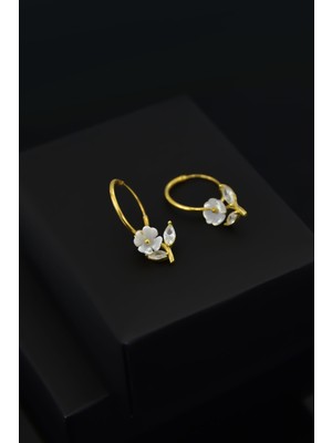 Sinsirella 925 Ayar Gümüş Kaplama Manolya Çiçeği Halka Küpe