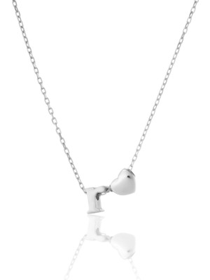 Sinsirella 925 Ayar Gümüş Kaplama Mini Üç Boyutlu R Harfi Kalp Kolye