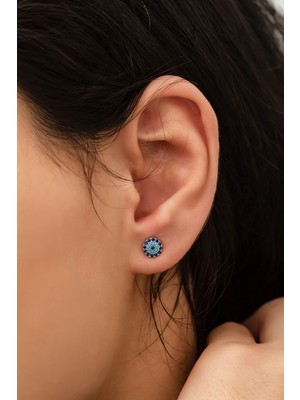 Sinsirella 925 Ayar Çivili Gümüş Nazar Küpe