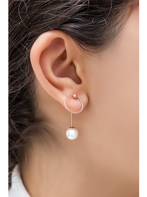 Sinsirella 925 Ayar Kaplama Tekli Halka Gümüş Inci Küpe