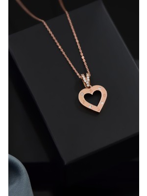 Sinsirella 925 Ayar Gümüş Kaplama Taşlı Tepelikli Kalp Kolye