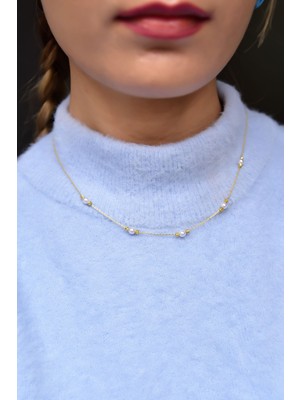 Sinsirella 925 Ayar Gümüş Renk Dorika Toplu Incili Kadın Kolye UVPTS100001