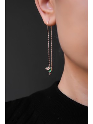 Sinsirella 925 Ayar Gümüş Kaplama Sevgi Kuşu Zincirli Küpe